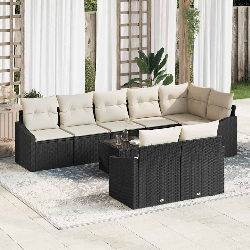 Conjunto de sofás de jardín 8 pcs Beige y ratán sintético