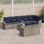 Conjunto de sofás de jardín 9 pcs Gris y marino ratán sintético