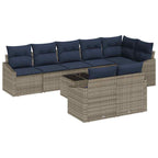 Conjunto de sofás de jardín 9 pcs Gris y marino ratán sintético
