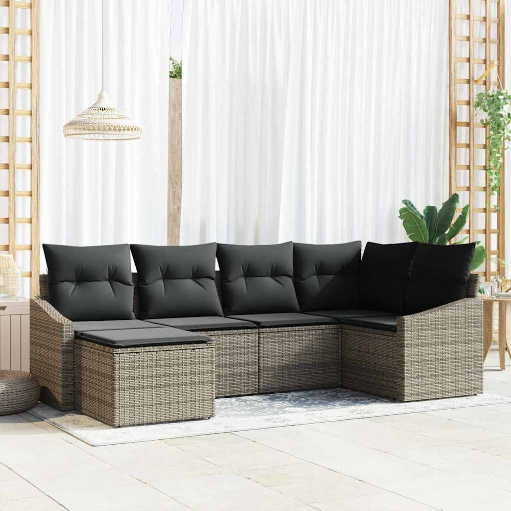 Conjunto de Comedor de Jardín 6 pcs Beige y Gris Claro