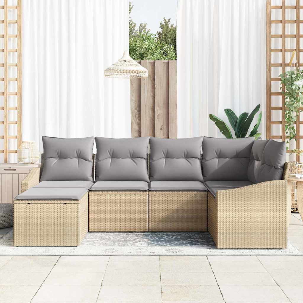 Conjunto de Comedor de Jardín 6 pcs Beige y Gris Claro