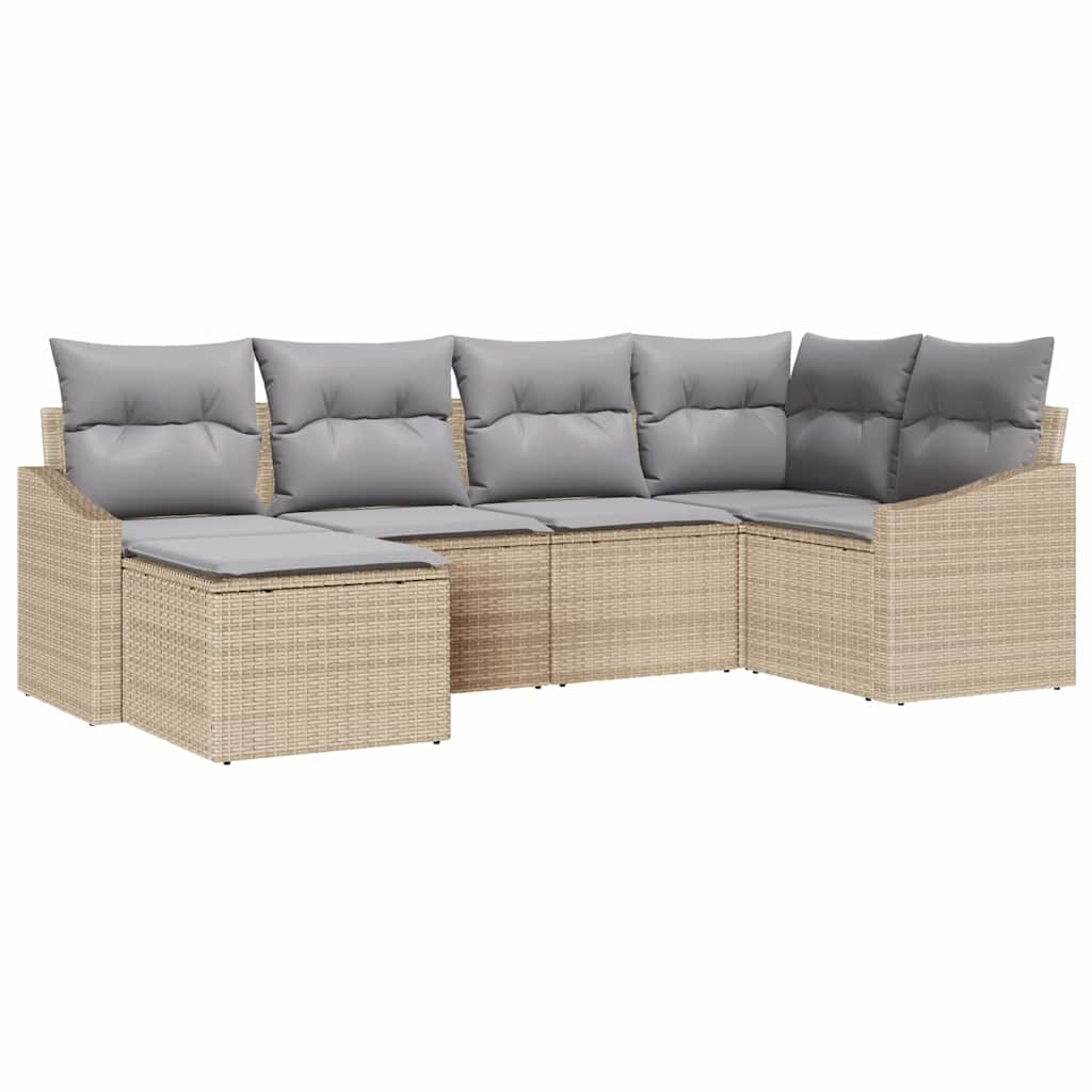 Conjunto de Comedor de Jardín 6 pcs Beige y Gris Claro