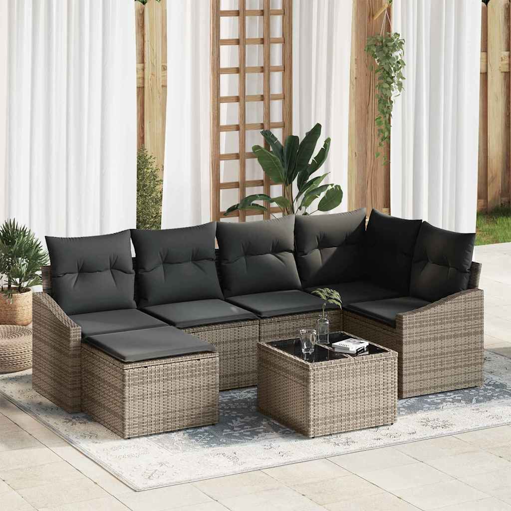 Conjunto de Comedor de Jardín 6 pcs Beige y Gris Claro