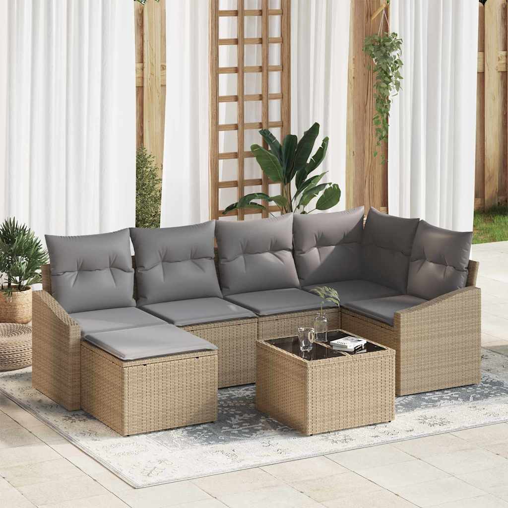 Conjunto de Comedor de Jardín 6 pcs Beige y Gris Claro