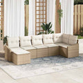 Conjunto de sofá de jardín 7 pcs Beige y Crema ratán sintético