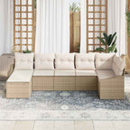 Conjunto de sofá de jardín 7 pcs Beige y Crema ratán sintético