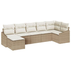 Conjunto de sofá de jardín 7 pcs Beige y Crema ratán sintético