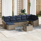 Conjunto de sofá de jardín Gris y marino ratán sintético