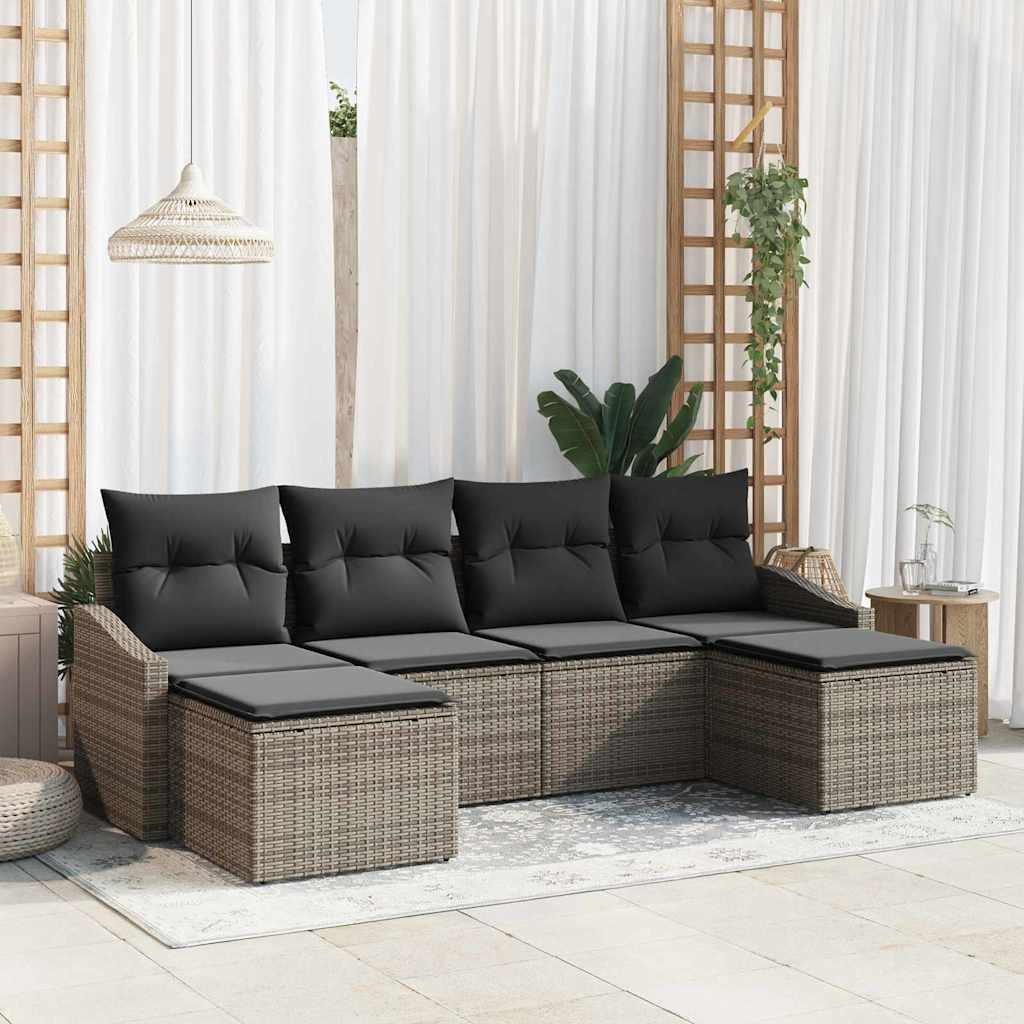 Conjunto de Comedor de Jardín con cojín 6 pcs Beige y Crema