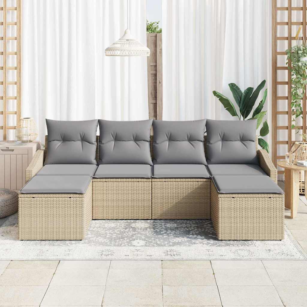 Conjunto de Comedor de Jardín 6 pcs Beige y Gris Claro