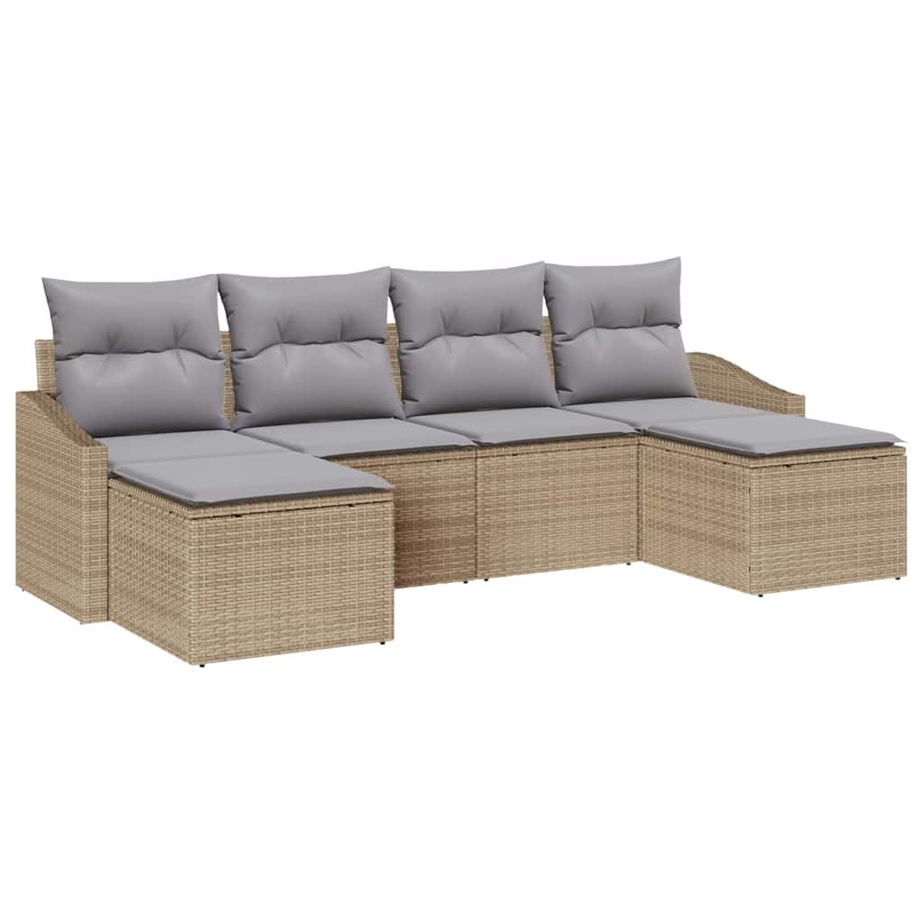 Conjunto de Comedor de Jardín 6 pcs Beige y Gris Claro