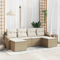 Conjunto de Comedor de Jardín con cojín 6 pcs Beige y Crema
