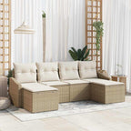 Conjunto de Comedor de Jardín con cojín 6 pcs Beige y Crema