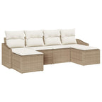 Conjunto de Comedor de Jardín con cojín 6 pcs Beige y Crema