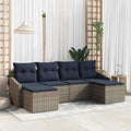 Conjunto de sofá de jardín 6 pcs Gris y marino ratán sintético