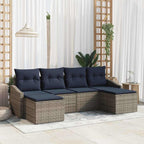 Conjunto de sofá de jardín 6 pcs Gris y marino ratán sintético