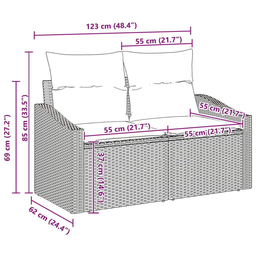 Conjunto de sofá de jardín 6 pcs Gris y marino ratán sintético