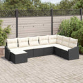 Conjunto de sofá de jardín 8 pcs Negro y crema ratán sintético