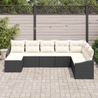 Conjunto de sofá de jardín 8 pcs Negro y crema ratán sintético