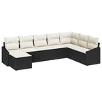 Conjunto de sofá de jardín 8 pcs Negro y crema ratán sintético