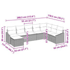 Conjunto de sofá de jardín 8 pcs Negro y crema ratán sintético