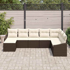 Conjunto de sofá de jardín 8 pcs Marrón y crema ratán sintético