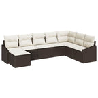 Conjunto de sofá de jardín 8 pcs Marrón y crema ratán sintético