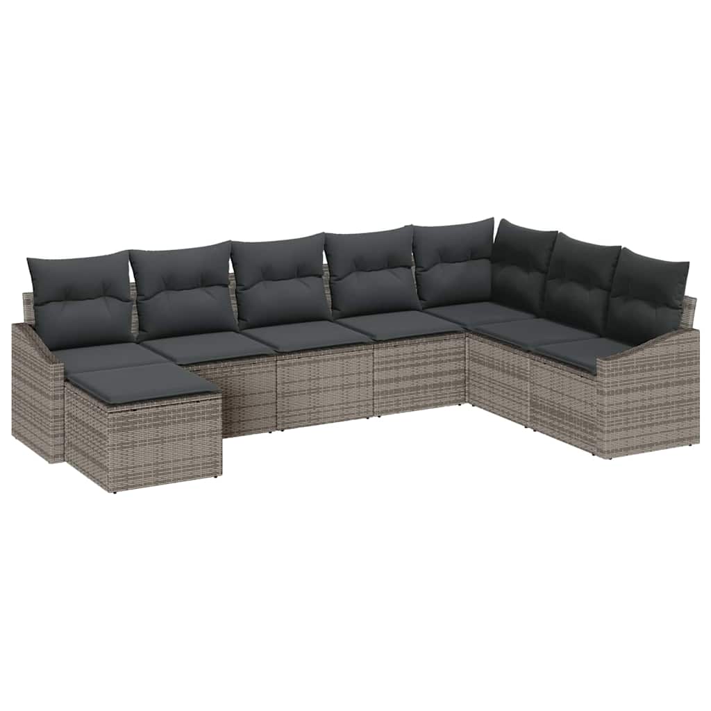 Conjunto de sofá de jardín con cojín 8 pcs Gris ratán sintético