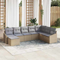 Conjunto de sofá de jardín con cojín 8 pcs Beige y Gris Claro