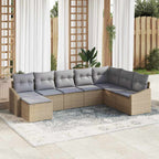 Conjunto de sofá de jardín con cojín 8 pcs Beige y Gris Claro