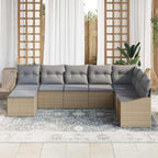 Conjunto de sofá de jardín con cojín 8 pcs Beige y Gris Claro