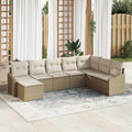Conjunto de sofá de jardín 8 pcs Beige y Crema ratán sintético