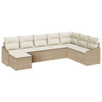 Conjunto de sofá de jardín 8 pcs Beige y Crema ratán sintético