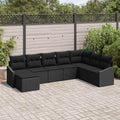 Conjunto de sofá de jardín 8 pcs Negro ratán sintético