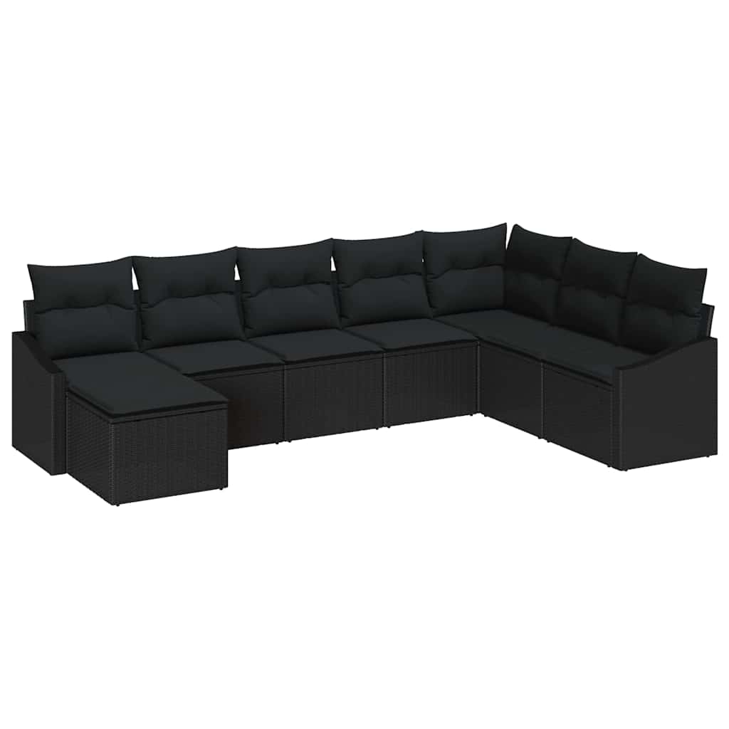Conjunto de sofá de jardín 8 pcs Negro ratán sintético