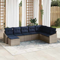 Conjunto de sofá de jardín 8 pcs Gris y marino ratán sintético