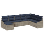 Conjunto de sofá de jardín 8 pcs Gris y marino ratán sintético