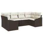 Conjunto de sofás de jardín 6 pcs Marrón y crema
