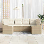 Conjunto de sofás de jardín 6 pcs Beige y Crema ratán sintético