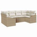 Conjunto de sofás de jardín 6 pcs Beige y Crema ratán sintético