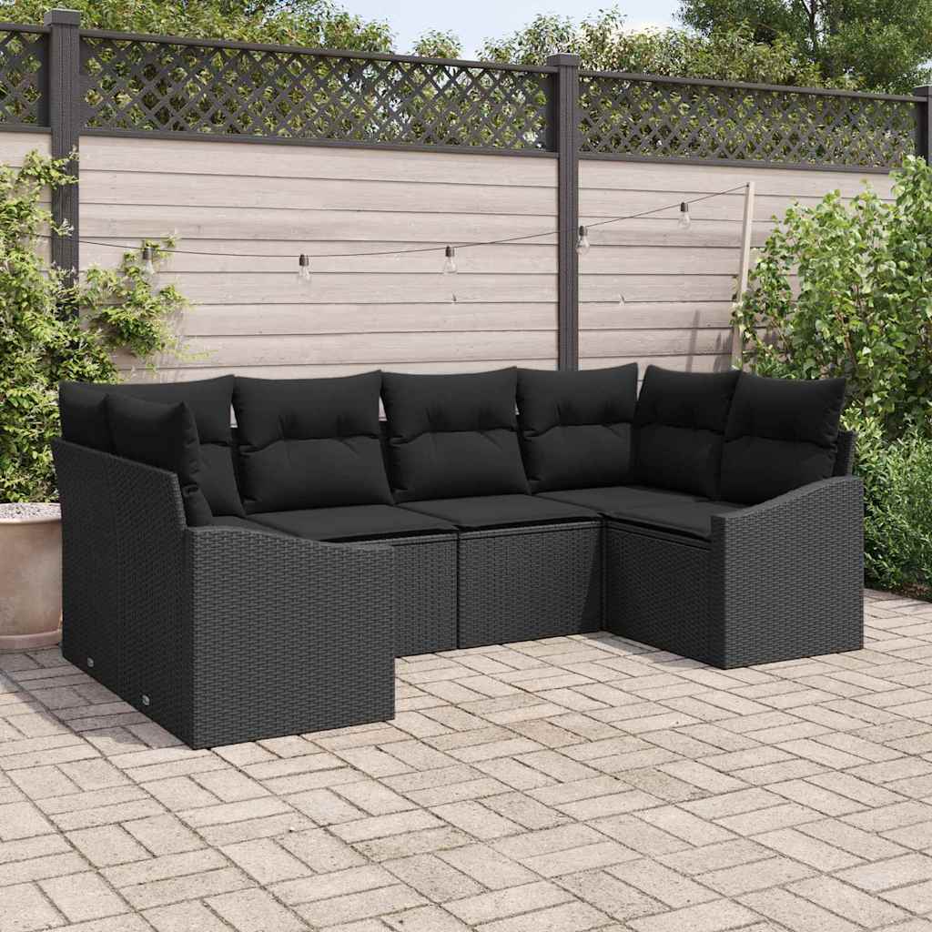 Conjunto de sofás de jardín 6 pcs Marrón y crema