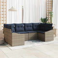 Conjunto de sofás de jardín 6 pcs Gris y azul marino