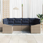 Conjunto de sofás de jardín 6 pcs Gris y azul marino
