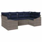 Conjunto de sofás de jardín 6 pcs Gris y azul marino