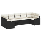 Conjunto de sofás de jardín 7 pcs Negro y crema ratán sintético