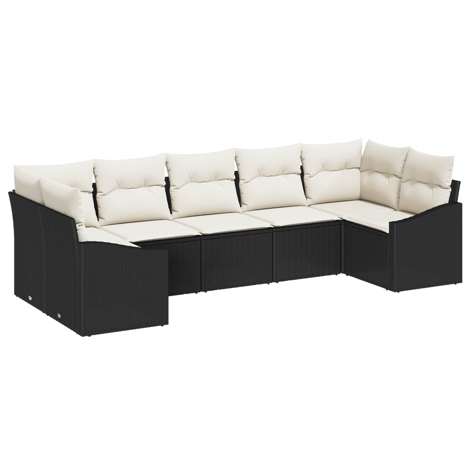 Conjunto de sofás de jardín 7 pcs Negro y crema ratán sintético