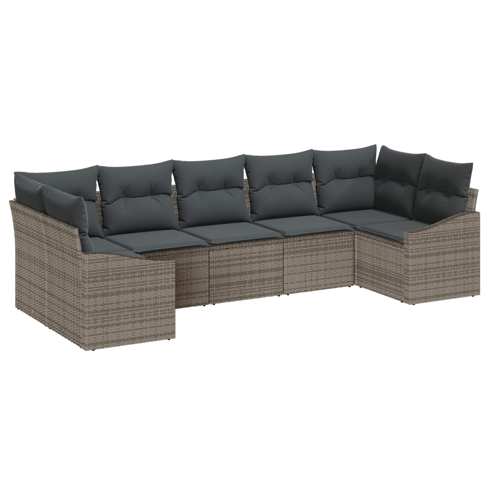 Conjunto de sofás de jardín 7 pcs Gris Claro ratán sintético