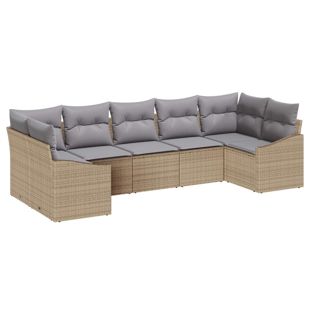 Conjunto de sofás de jardín 7 pcs Beige y Gris Claro