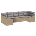 Conjunto de sofás de jardín 7 pcs Beige y Gris Claro
