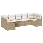 Conjunto de sofás de jardín 7 pcs Beige y Crema ratán sintético